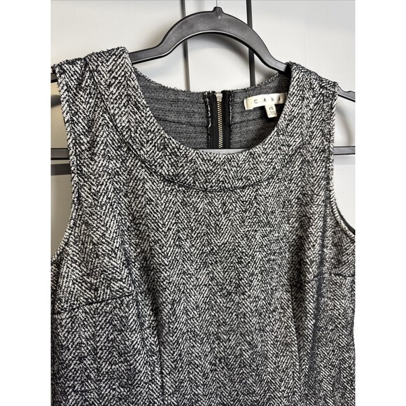 CAbi CeCe Top XS Shell Dark Gray Herringbone Tweed Zip Pocket Sleeveless Knit - Picture 5 of 8